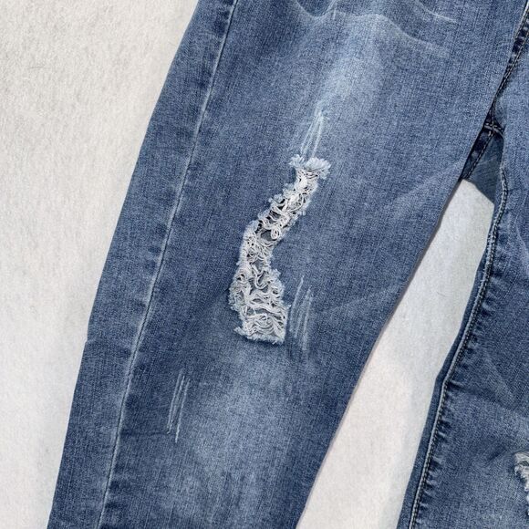 Fubu The Collection Distressed Cropped Jeans Mid Rise Size 30 Waist Y2K - Picture 5 of 11